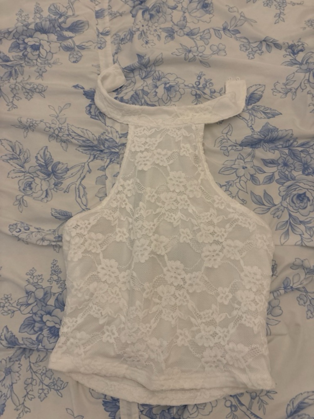 White Lace Halter Crop Top